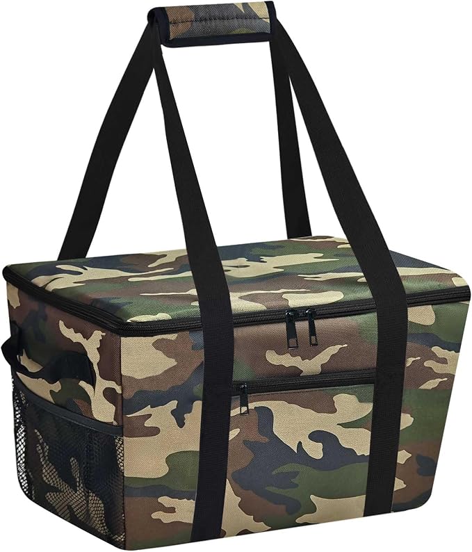 Reusable Grocery Bag – Expandable Insulated Cooler Bag with Bottom Board, Collapsible Insulated Shopping Bag with Zipper & Drawstring, Heavy Duty Tote Bag for Shopping, Delivery, Picnic, Beach by DSDCDJ