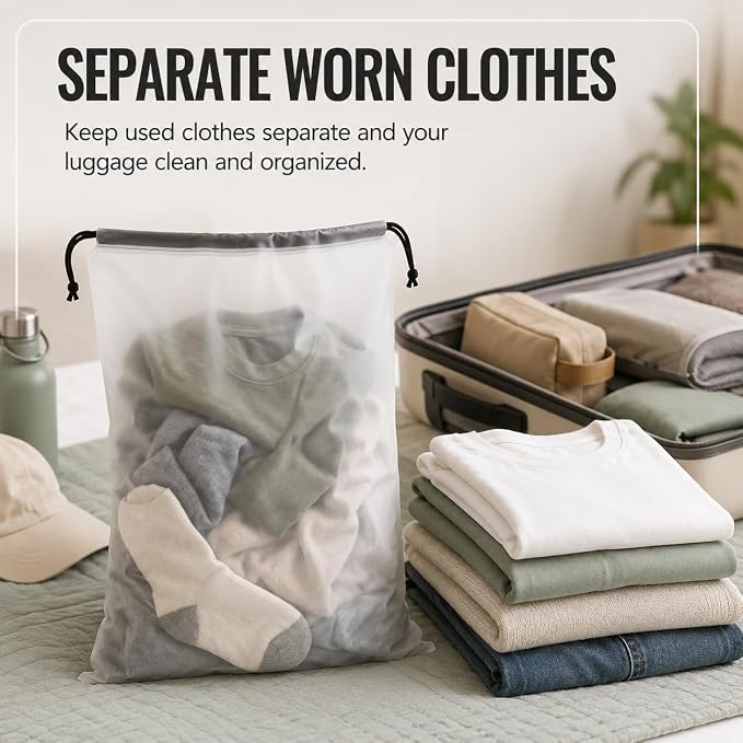 Shoe Bags for Travel, 12 Pack Clear Drawstring Organizers, Waterproof PE Plastic Pouches for Packing Shoes, Toiletries, Cosmetics, Gym Clothes, Wet Swimsuits - Image 6