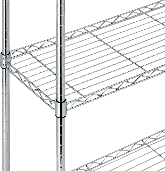Amazon Basics 5-Shelf Adjustable Heavy Duty Steel Wire Rack, Space Saving Storage Shelving Organizer for Kitchen, Garage, No-Tool Assembly, 350 lbs Weight Capacity, 36" x 14" x 72", Chrome - Image 3