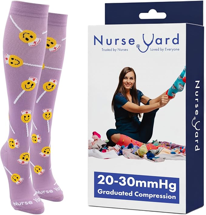 Compression Socks for Nurses - Women & Men - 20-30mmHg Graduated Compression, For Medical Staff, Athletes - 1 Pair by NurseYard