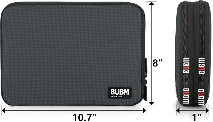 BUBM Double Layer Electronics Organizer, Travel Gadget Bag for Cables, Memory Cards, Flash Hard Drive and More, Fit for iPad or Tablet(up To 9.7")--Large, Gray | Travel Gadget Bag For Cables, Memory Cards, Flash Hard Drive and More, Fit For iPad or Tab... - Image 5