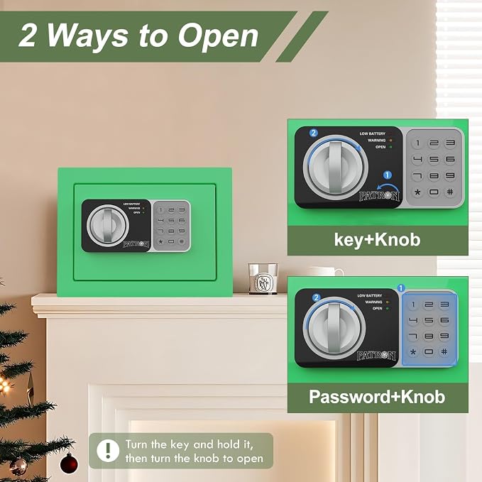 Small safe box with key,Kids mini safe for money, coin safes for home with code，0.236 Cubic Feet Green - Image 4