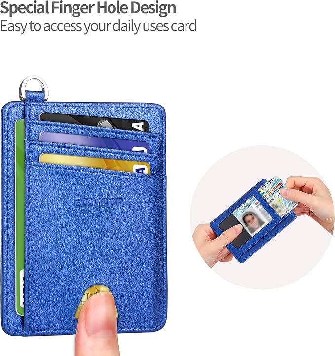 Slim Minimalist Front Pocket Wallet, RFID Blocking Credit Card Holder Wallet with Detachable D-Shackle for Men Women - Image 6