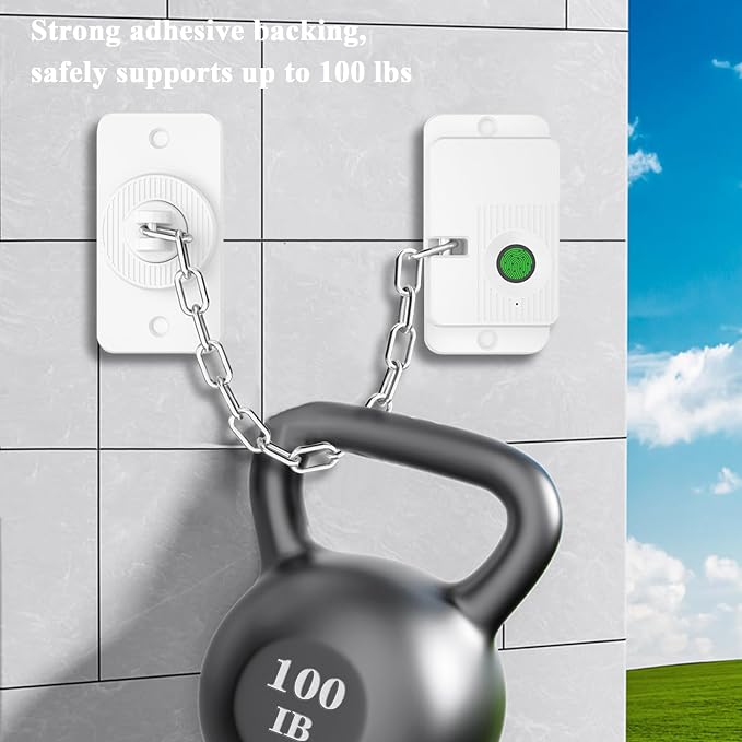 Fingerprint Child Proof Door Lock 2Pcs, Refrigerator Lock with Fingerprint & Door Locks for Kids safety, for Door Lock, Fridge Lock, Cabinet Locks and Window Locks,Strong Adhesive No Drilling - Image 7