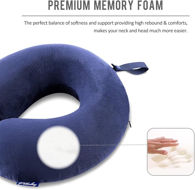 Travel Pillow Memory Foam - Head Neck Support Airplane Pillow for Traveling, Car, Home, Office, Travel Neck Flight Pillow with Attachable Snap Strap Soft Washable Cover - Image 4