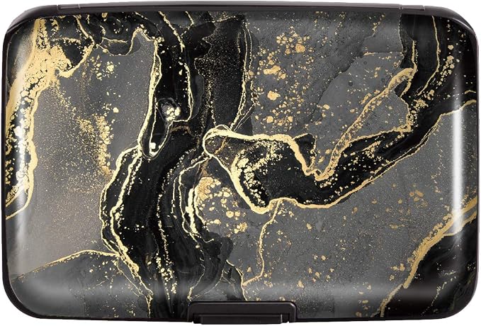 Coco Rossi Credit Card Holder RFID Aluminum Small Mini Wallet Women | Metal Wallet, Business Cards Holder, ID Case, Slim Sleeves, Womens Girls Gift, Carry Proof Wallets for Travel, Black Marble - Image 4