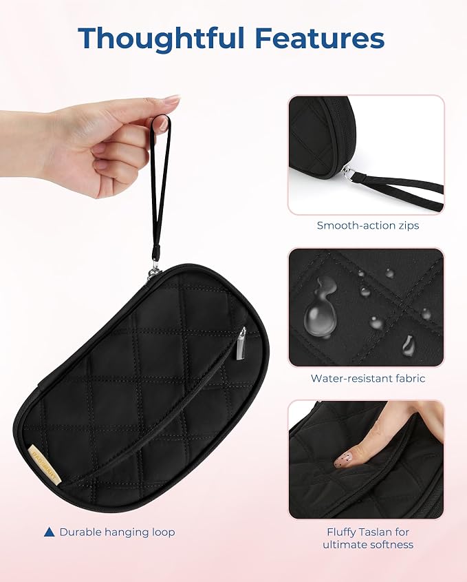 BAGSMART Electronics Organizer Travel Case for Cords Chargers Phones, Black | Puffy Padded, Travel Essentials, Cord organizer bag for Cables, Compact Tech Accessories Pouch - Image 6