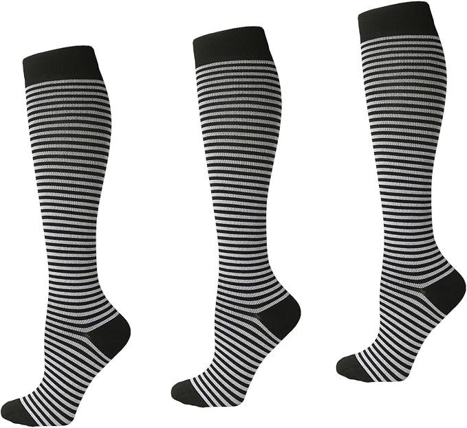 3 Pairs Compression Socks for Women 15-20 mmHg, Circulation Support for Nurses Pregnancy Running Hiking, Varicose Veins, Travel Flight by Kacizes