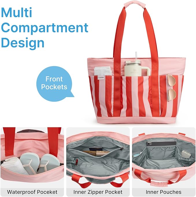 G4Free Beach Bag, Waterproof Beach Tote Pool Bags for Women | Compatible with Cup, Large Capacity Sandproof Foldable for Weekender Travel Swim - Image 5