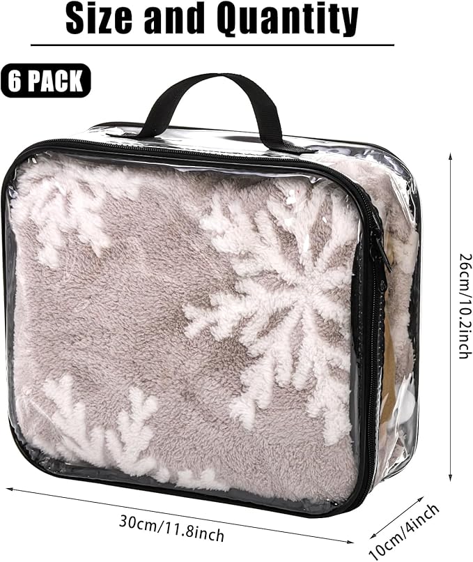 Fasmov 6 Pack Large Clear Travel Packing Cube, See-Through PVC Organizer, Vinyl Zippered Storage Bags Multipurpose Pouch with Handle for Suitcase Pants, Cashmere, Sweaters Shirts Dress Storage - Image 2