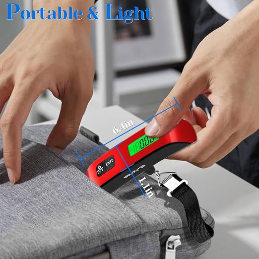 Luggage Scale, Portable Luggage Weight Scale 110lb/50kg with LED Display, Luggage Scale Travel Digital for Weighing Luggage, Backpacks, Fruits and Pets (Red) - Image 6