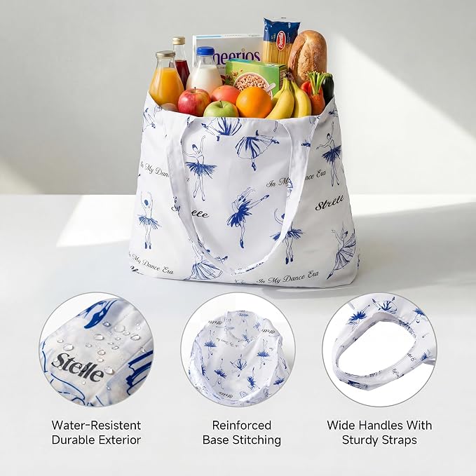 Stelle Lightweight Reusable Grocery Bag with Handles Ripstop Nylon Foldable Tote Shopping Bags for Travel and Groceries - Image 4