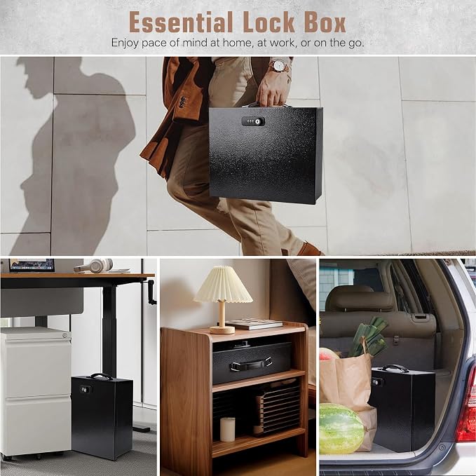 Fireproof Safe Lock Box Metal, Fire Proof Safe for Home Documents, Portable Security Box with Dual Combination and Key Lock for Personal Items,Passport, Money, X Large 13.2" x 11" x 4.13" - Image 8