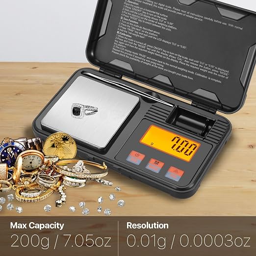 Flexzion Digital Gram Scale, 50g x 0.001g Pocket Scale for Coins, Jewelry | Compact Food Scale with 6 Weighing Units, Stainless Steel Platform, Tare, Counting Mode, Tweezers and 50G Calibration Weight - Image 5