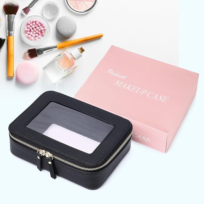Pinkmik Clear Makeup Bag, (Black, M) | Waterproof, Travel Cosmetics and Toiletries Case, Portable Makeup Organizer, Clear Car Bag with Zipper - Image 8
