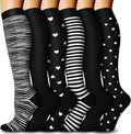 6 Pairs Compression Socks for Women & Men 15-20mmHg Knee High Socks | Graduated Compression Socks Supports Circulation, Ideal for Nurses Pregnancy, Travel, Flying, Running & Daily Wear by FuelMeFoot