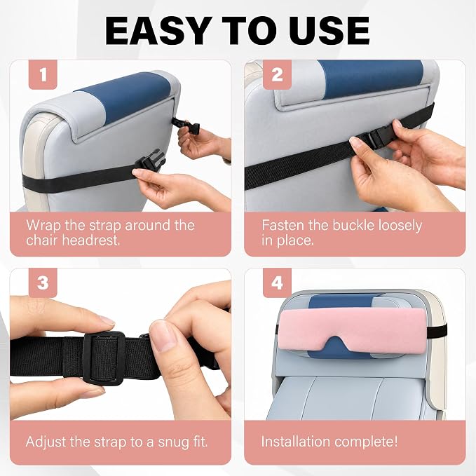 Airplane Eye Mask Head Holder, Double-Sided Sleep Support Soft | Double-Sided Design, Travel Pouch Included, For Airplane & Car And Office Chair,Sleep Holder,Airplane Head Strap For Sleeping - Image 7