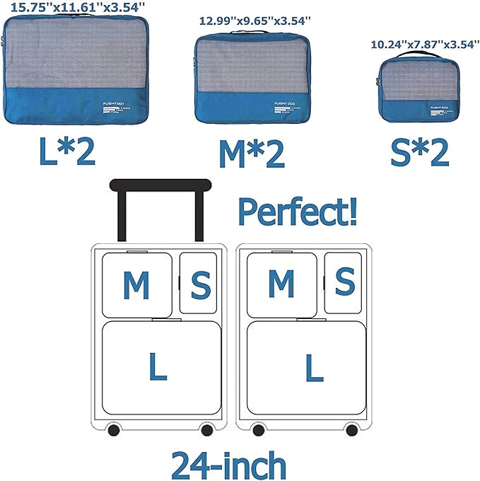 Packing Cubes Set Travel Luggage Organizers Suitcase Lightweight Accessories (Sky Blue) - Image 6