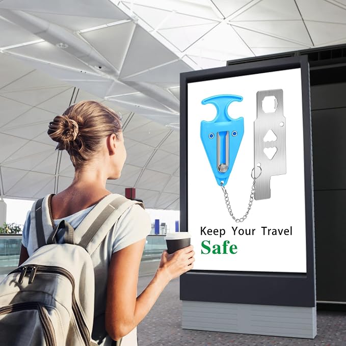Portable Door Lock for Travel Lock Home Security Door Latch in Prevent Unauthorized Entry School Apartment Hotel(Blue) - Image 5