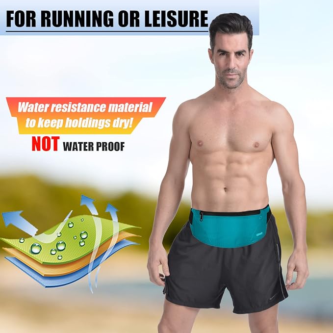 USHAKE Running Belt,Men or Women Ultra Light Bounce Free Waist Pouch Bag Fitness Workout Belt Sport Waist Pack Exercise Waist Bag for iPhone Samsung LG in Running Gym Marathon (MINT BLUE) - Image 4