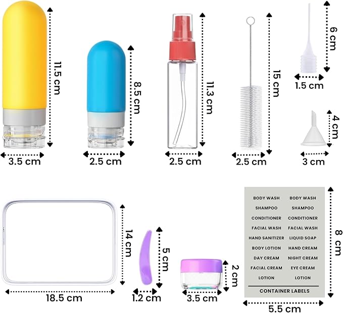 Laxen 17 Pack Travel Bottles for Toiletries with Clear Bag, Leak Proof, Refillable, TSA Approved Silicone Travel Containers for Shampoo and Conditioner, Travel Essentials Toiletry Bottles - Image 2