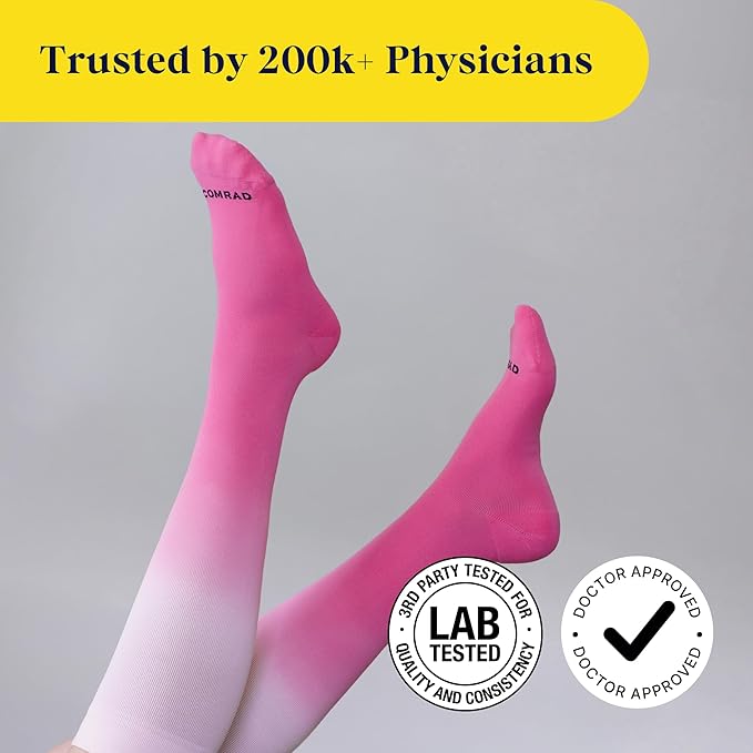 Nylon Knee High Socks - 15-20mmHg Graduated Compression Socks - Soft & Breathable Support Unisex Socks - Image 6