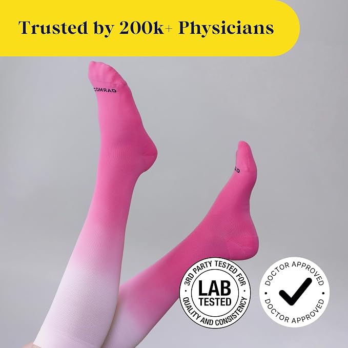 Nylon Knee High Socks - 15-20mmHg Graduated Compression Socks - Soft & Breathable Support Unisex Socks - Image 6