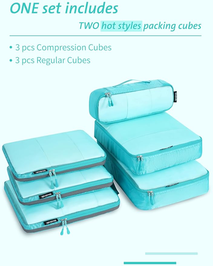 Bagail Ultralight Compression Cubes 7 Set - 3 Packing Cubes, 3 Organizers, and 1 Shoe Bag - Image 4