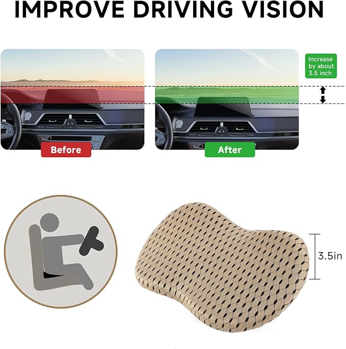 Livtribe Car Seat Cushion - Memory Foam Seat Pad for Sciatica & Lower Back Pain Relief - Driving Cushion with Breathable Mesh Cover - Road Trip Essentials for Drivers (3D Beige) - Image 4