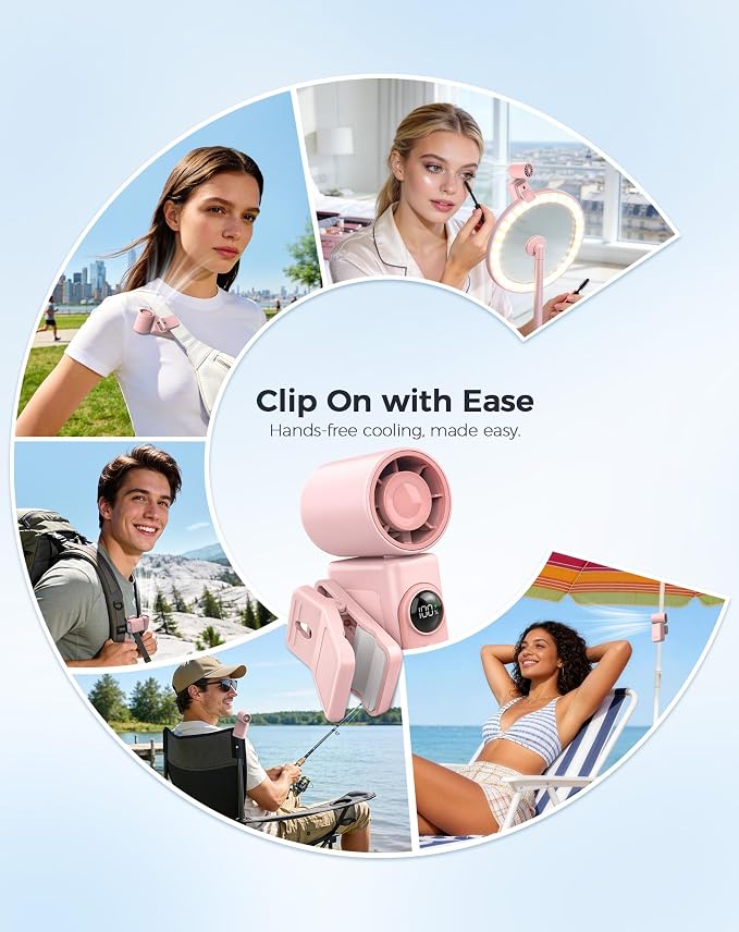 Hotsales Clip-On Portable Fan 2-Pack, 13500 RPM High-Speed Rechargeable Handheld Mini Fan, LED Display, 360° Rotating Detachable Clip, Stroller Fan for Baby, Travel Essentials, Gifts for Women & Men - Image 6