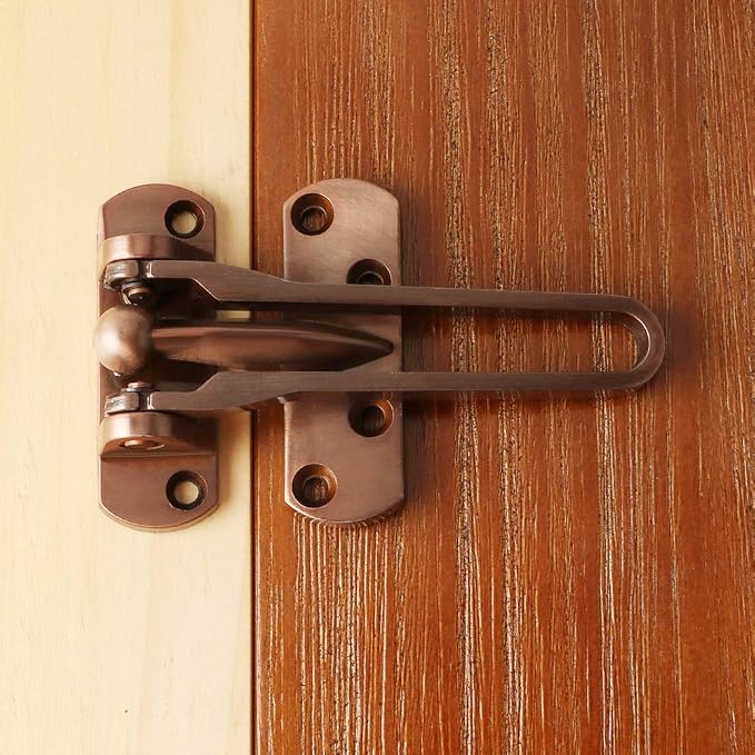 Alise Swing Bar Door Lock,Door Lock for Front Door Inside Door,Red Bronze | Security Door Guard Latch for Kids Safety Home Security,Hotel Latch Lock Front Door Child Lock - Image 3