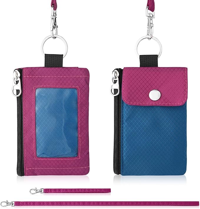 Artpaxy Minimalist Wallet For Mens Womens, Keychain RFID Blocking Zipper Small Wallet with ID Window 2 Lanyards,Water Resistant Travel Cash Card Coin Case Boys Girls - Image 7