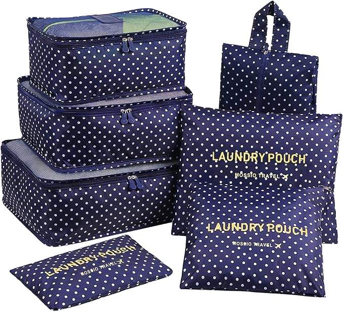 Mossio 7 Set Packing Cubes with Shoe Bag - Travel Carry On Luggage Organizer by Mossio