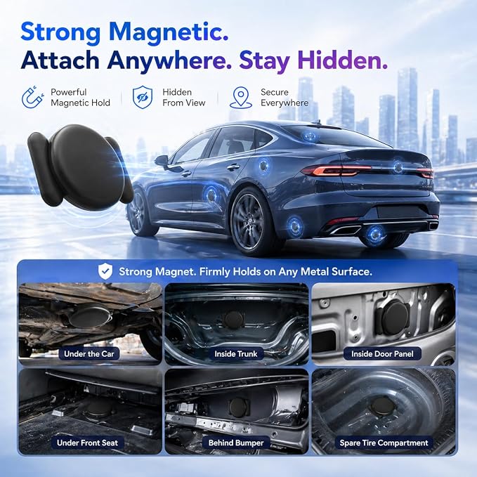 GPS Tracker for Vehicles,Magnetic Waterproof Car Tracker, No Monthly fees, Mini Portable GPS Tracker for Cars, Trucks, Motorcycle, Anti-Theft (iOS Only) - Image 4