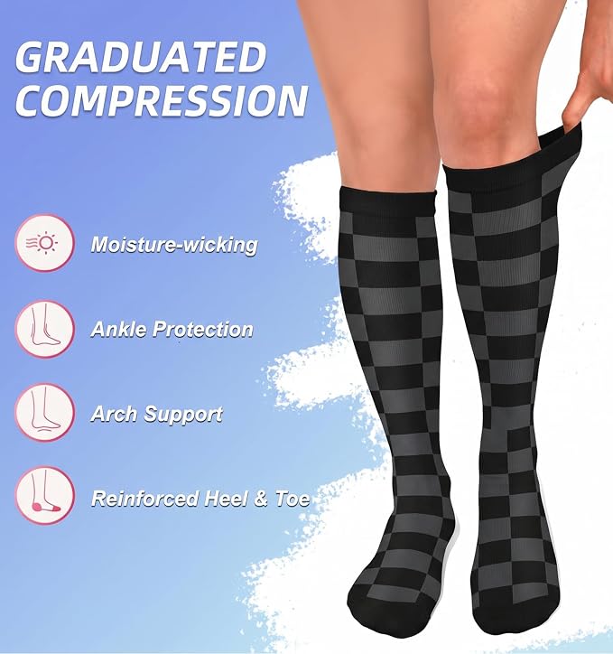 Compression Socks for Women & Men Circulation (4 Pairs) 15-20 mmHg is Best Support for Nurses Running Hiking Travel - Image 5