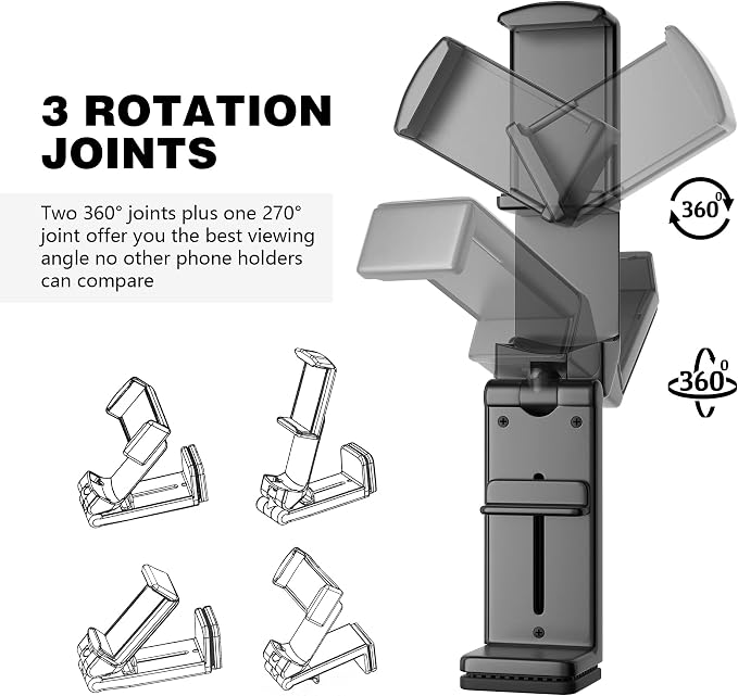 Perilogics Universal in Flight Airplane Phone Holder Mount. Hands Free Viewing with Multi-Directional Dual 360 Degree Rotation. Pocket Size Must Have Airplane Travel Essential Accessory for Flying - Image 3