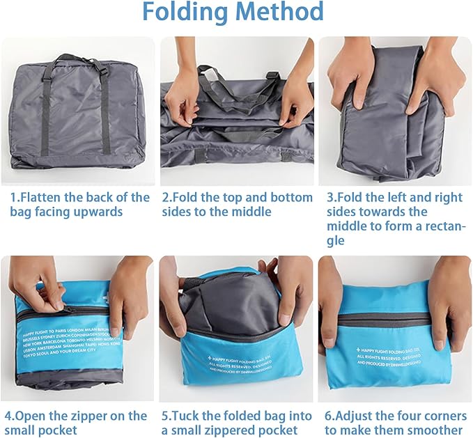 INVODA 4PCS Foldable Duffle Bags - Lightweight Luggage for Airlines, Weekender, Carry On, Overnight - With Waterproof Drawstring Bags - Image 9