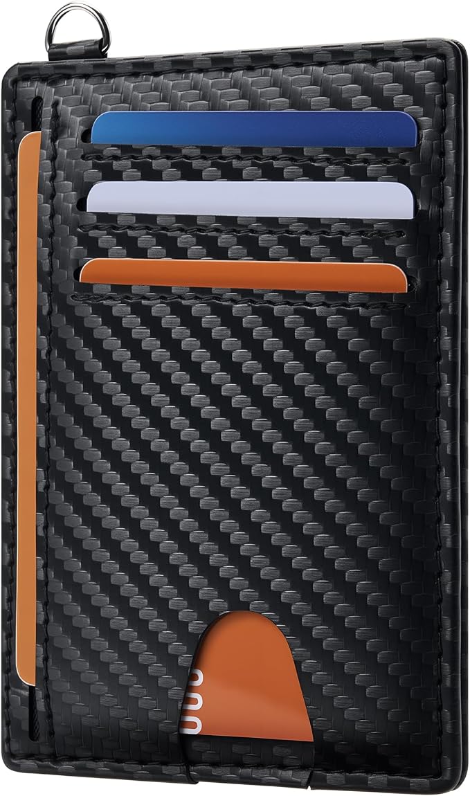 Mayski Slim Wallet, Credit Card Holder for Women, Minimalist Front Pocket RFID Blocking Card Cases, Small Wallet Women Men(Carbon Fiber Black) by SLIMELEGANCEPERSONIFIED