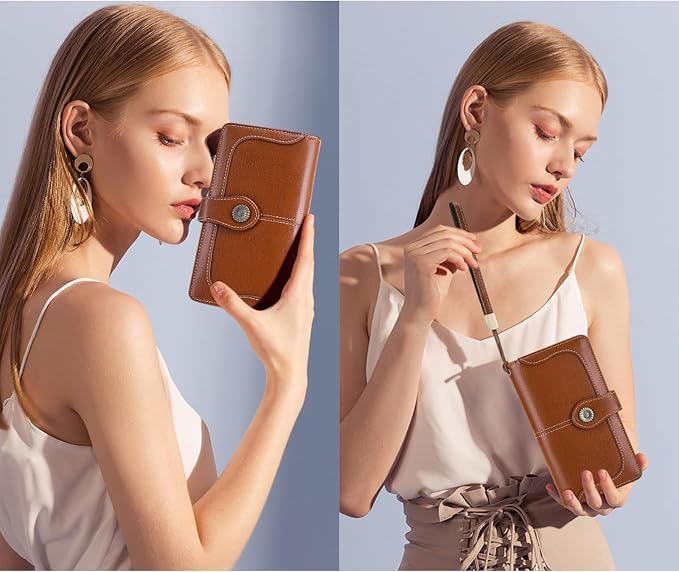 Wallets for Women Trifold Wristlet Wallets Large Capacity RFID Blocking Ladies Purse Credit Card Holder - Image 6