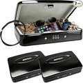 SEPOX 2PK Water Fire Resistant Steel Lock Box 3-Ft Cable Keyless Combo Safe | For Dorm Car Sports Office 2PK Fireproof Steel Case Lock Boxes Resettable Code 3-Ft Steel Cable Cash Passport Phone Valuables by SEPOX