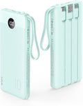 VRURC Portable Charger, 22.5W Fast Charging Power Bank Built‑in 4 Cables | 10000mAh Slim Lightweight Travel Battery Pack for iPhone, Samsung & Multi Devices, Pocket‑Friendly with Lanyard-Green(1 Pack) by Home