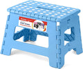 9 Inch Folding Step Stool for Kids and Adults, Holds 300 lb, Blue | Heavy Duty Foldable Stools, Lightweight, Non-Slip, for Toddler, for Kitchen Bathroom Bedroom Outdoor, Collapsible with Handle by ACSTEP