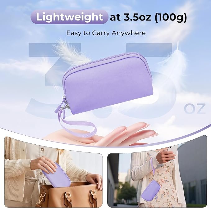 FYY Travel Cable Organizer - 8 Compartments, Lightweight, Water Repellent | With Wrist Strap, Portable Tech Pouch for Cord Charger, Travel and Business Trips Use, Soft Shell Nylon, Purple (Small) - Image 2
