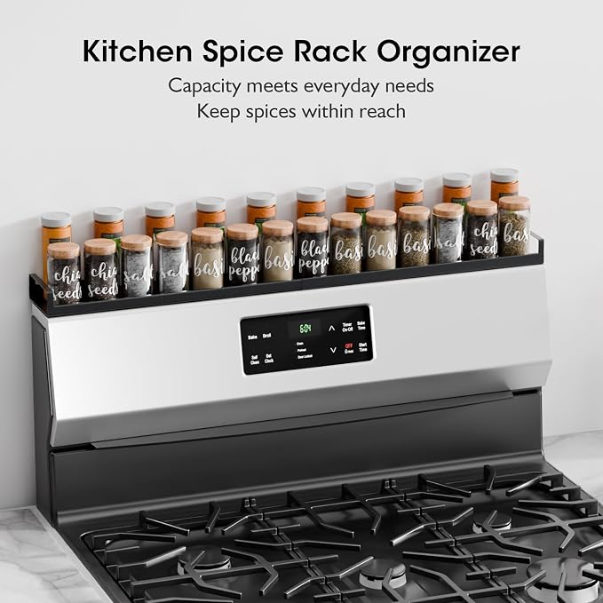 Bumusty 30" Adjustable Magnetic Stove Top Shelf, Matte Black | Expandable Spice Rack with Strong Magnetic Hold for Seasoning Storage and Kitchen Counter Organization - Image 7
