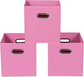 Fabric storage bins Cubes, Fabric Cube Organizer with Handle, Foldable Cube Bins for Cloth or Accessary Storage, 11x11x11, Set of 3, (Pink) by Yunkeeper