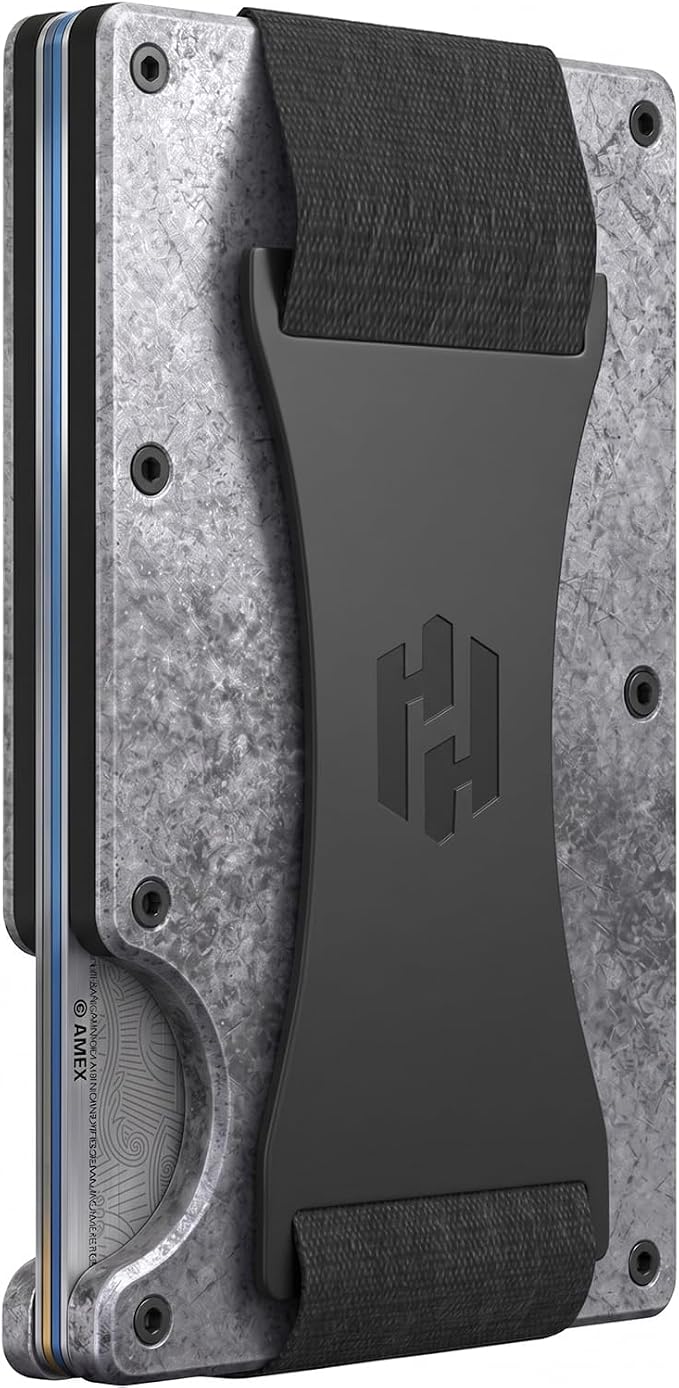 Wallet for Men - Slim RFID Blocking Metal Wallet with Cash Strap, Minimalist Front Pocket Credit Card Holder, Small Mens Wallet by HAYVENHURST