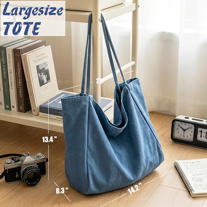 Canvas Tote Bag for Women Large Hobo Shoulder Bag for Work Travel Casual Message Bag Tote Purse handbags - Image 3