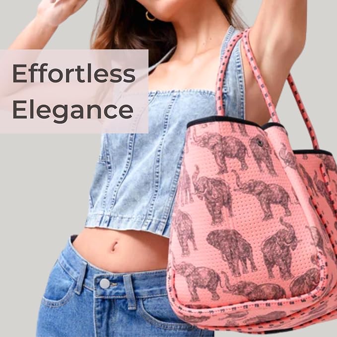 POPUPS Large Neoprene Tote Bag for Women - Everyday Designer Handbag for Travel Work and Beach with Pockets and Zipper Pouch - Image 8