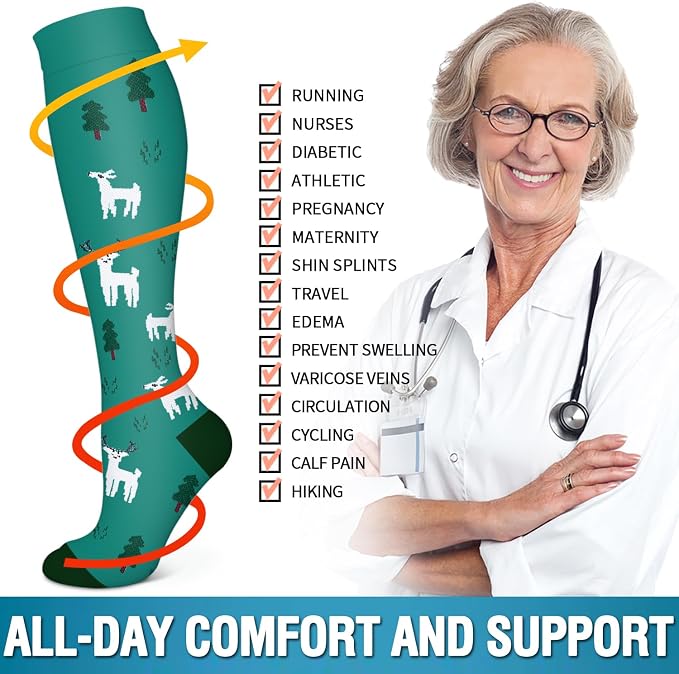 6 Pack Copper Compression Socks for Women and Men Circulation-Best Support for Medical,Running,Nursing,Athletic - Image 6
