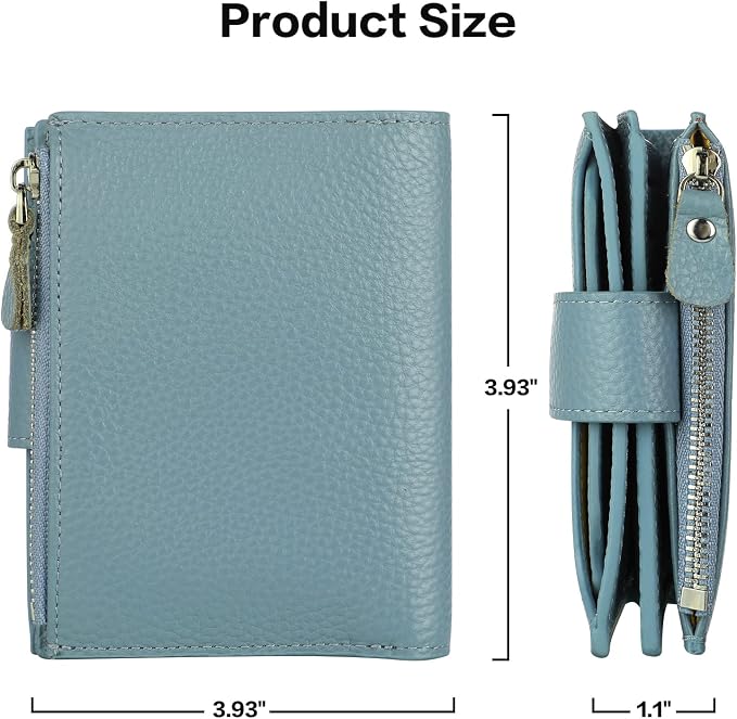 Small Compact Women Wallet RFID Blocking Genuine Leather Bifold Purse with ID Windows - Image 5